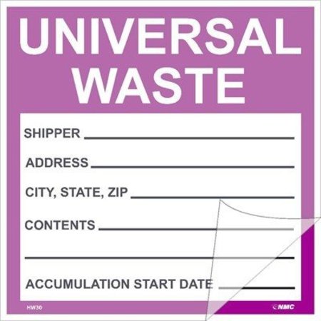NMC Universal Waste Self-Laminating Label, Pk5 HW30SL5